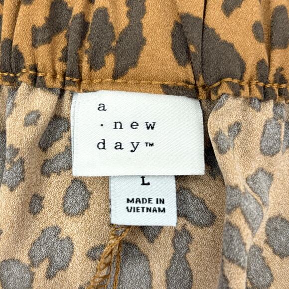 A New Day Leopard Print High Waist Tie Shorts Brown Size Large - Picture 7 of 9